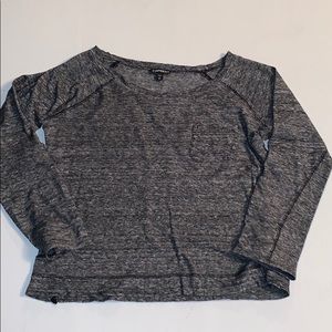 Express Cropped Long Sleeve T-shirt Black & White